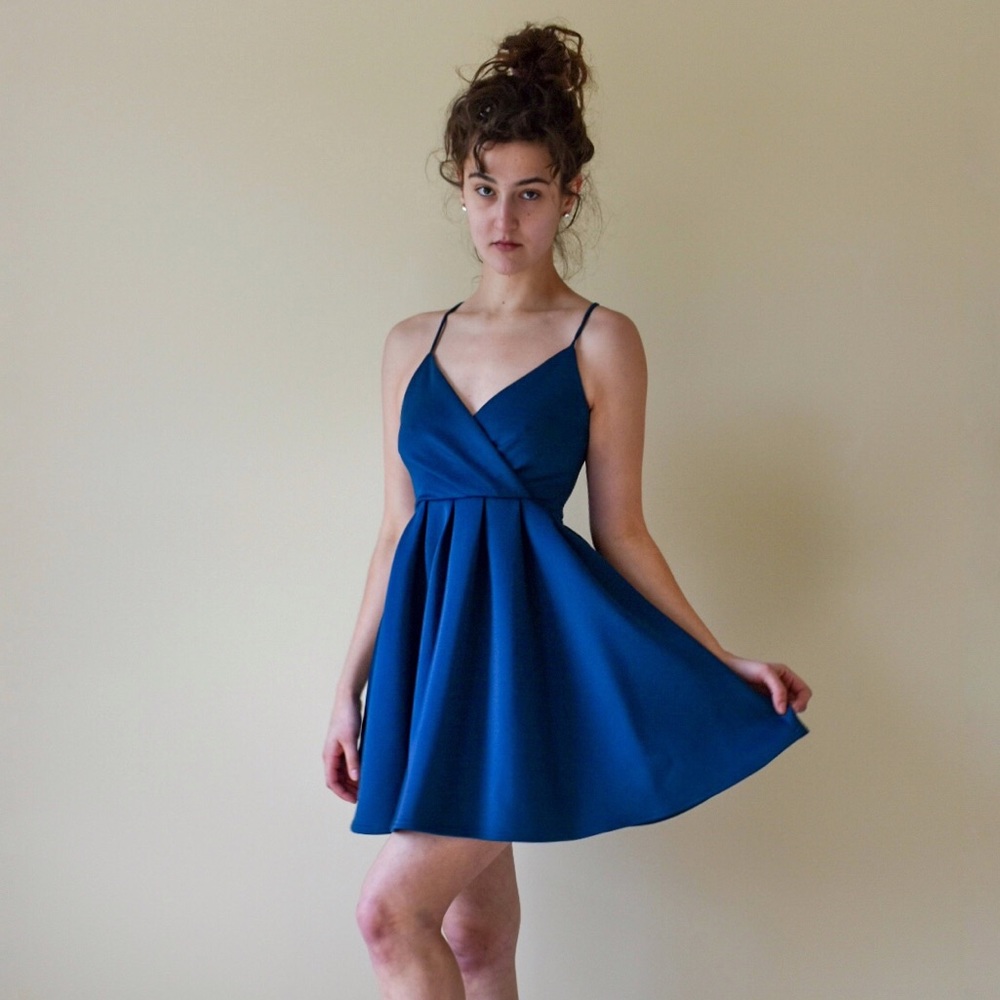 Blue dress flowy formal